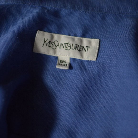 Yves Saint Laurent Men sz 15 1/2  Dress Shirt Long sleeves Blue - Picture 8 of 9